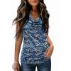 Zeagoo Tank Top for Women Trendy Going Out Tops Sleeveless Shirts Ruched Business Casual Basic Tunic Tops(Orange Blue)