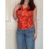 Zeagoo Tank Top for Women Trendy Going Out Tops Sleeveless Shirts Ruched Business Casual Basic Tunic Tops(Orange Painting)