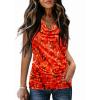 Zeagoo Tank Top for Women Trendy Going Out Tops Sleeveless Shirts Ruched Business Casual Basic Tunic Tops(Orange Painting)