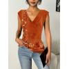 Zeagoo Tank Top for Women Trendy Going Out Tops Sleeveless Shirts Ruched Business Casual Basic Tunic Tops(Red Orange)