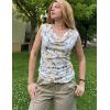 Zeagoo Tank Top for Women Trendy Going Out Tops Sleeveless Shirts Ruched Business Casual Basic Tunic Tops(White Floral)