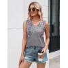 Zeagoo Tank Top for Women V Neck Loose Fit Sleeveless Summer Tops Business Casual Outfits Dressy Blouses Shirts(Floral Grey)