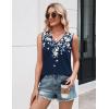 Zeagoo Tank Top for Women V Neck Loose Fit Sleeveless Summer Tops Business Casual Outfits Dressy Blouses Shirts(Floral Navy 103)