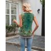 Zeagoo Tank Top for Women V Neck Loose Fit Sleeveless Summer Tops Business Casual Outfits Dressy Blouses Shirts(Green Flowers-mz839)