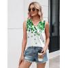 Zeagoo Tank Top for Women V Neck Loose Fit Sleeveless Summer Tops Business Casual Outfits Dressy Blouses Shirts(Lucky Clover Print)