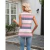 Zeagoo Tank Top for Women V Neck Loose Fit Sleeveless Summer Tops Business Casual Outfits Dressy Blouses Shirts(Striped Pink)