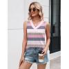 Zeagoo Tank Top for Women V Neck Loose Fit Sleeveless Summer Tops Business Casual Outfits Dressy Blouses Shirts(Striped Pink)