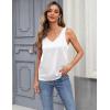 Zeagoo Women 2026 Silk Satin Tank Top Casual V Neck Camisole Blouses Loose Sleeveless Cami Basic Tank Shirt(Aa_white)