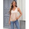 Zeagoo Women 2026 Silk Satin Tank Top Casual V Neck Camisole Blouses Loose Sleeveless Cami Basic Tank Shirt(A_champagne)