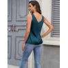 Zeagoo Women 2026 Silk Satin Tank Top Casual V Neck Camisole Blouses Loose Sleeveless Cami Basic Tank Shirt(Blue Green)