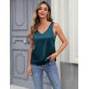 Zeagoo Women 2026 Silk Satin Tank Top Casual V Neck Camisole Blouses Loose Sleeveless Cami Basic Tank Shirt(Blue Green)