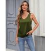 Zeagoo Women 2026 Silk Satin Tank Top Casual V Neck Camisole Blouses Loose Sleeveless Cami Basic Tank Shirt(C-army Green)