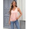 Zeagoo Women 2026 Silk Satin Tank Top Casual V Neck Camisole Blouses Loose Sleeveless Cami Basic Tank Shirt(Dark Pink)