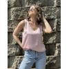 Zeagoo Women 2026 Silk Satin Tank Top Casual V Neck Camisole Blouses Loose Sleeveless Cami Basic Tank Shirt(Dark Pink)