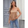 Zeagoo Women 2026 Silk Satin Tank Top Casual V Neck Camisole Blouses Loose Sleeveless Cami Basic Tank Shirt(Khaki)