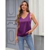 Zeagoo Women 2026 Silk Satin Tank Top Casual V Neck Camisole Blouses Loose Sleeveless Cami Basic Tank Shirt(Purple)