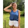 Zeagoo Women 2026 Silk Satin Tank Top Casual V Neck Camisole Blouses Loose Sleeveless Cami Basic Tank Shirt(Snorkel Blue)