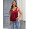 Zeagoo Women 2026 Silk Satin Tank Top Casual V Neck Camisole Blouses Loose Sleeveless Cami Basic Tank Shirt(Wine Red)