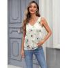 Zeagoo Women 2026 Silk Satin Tank Top Casual V Neck Camisole Blouses Loose Sleeveless Cami Basic Tank Shirt(Z-black Flower)