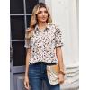 Zeagoo Women Button Down Shirts Puff Short Sleeve Blouses Chiffon Tops Business Casual Outfits Summer Clothes(Apricot-an443)