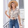 Zeagoo Women Button Down Shirts Puff Short Sleeve Blouses Chiffon Tops Business Casual Outfits Summer Clothes(Apricot-an443)