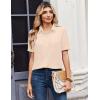 Zeagoo Women Button Down Shirts Puff Short Sleeve Blouses Chiffon Tops Business Casual Outfits Summer Clothes(Beige-stb)
