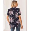 Zeagoo Women Button Down Shirts Puff Short Sleeve Blouses Chiffon Tops Business Casual Outfits Summer Clothes(Black Pink Flowers-bf332)