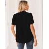 Zeagoo Women Button Down Shirts Puff Short Sleeve Blouses Chiffon Tops Business Casual Outfits Summer Clothes(Black-b)