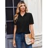 Zeagoo Women Button Down Shirts Puff Short Sleeve Blouses Chiffon Tops Business Casual Outfits Summer Clothes(Black-b)