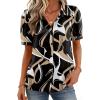 Zeagoo Women Button Down Shirts Puff Short Sleeve Blouses Chiffon Tops Business Casual Outfits Summer Clothes(Black-cx312)