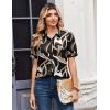 Zeagoo Women Button Down Shirts Puff Short Sleeve Blouses Chiffon Tops Business Casual Outfits Summer Clothes(Black-cx312)