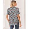 Zeagoo Women Button Down Shirts Puff Short Sleeve Blouses Chiffon Tops Business Casual Outfits Summer Clothes(Blue Boho-mz899)