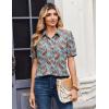 Zeagoo Women Button Down Shirts Puff Short Sleeve Blouses Chiffon Tops Business Casual Outfits Summer Clothes(Blue Boho-mz899)