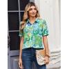 Zeagoo Women Button Down Shirts Puff Short Sleeve Blouses Chiffon Tops Business Casual Outfits Summer Clothes(Blue Boho-yg2)