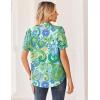 Zeagoo Women Button Down Shirts Puff Short Sleeve Blouses Chiffon Tops Business Casual Outfits Summer Clothes(Blue Boho-yg2)