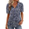 Zeagoo Women Button Down Shirts Puff Short Sleeve Blouses Chiffon Tops Business Casual Outfits Summer Clothes(Bohemia-mz473)