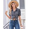 Zeagoo Women Button Down Shirts Puff Short Sleeve Blouses Chiffon Tops Business Casual Outfits Summer Clothes(Bohemia-mz473)