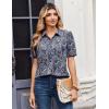 Zeagoo Women Button Down Shirts Puff Short Sleeve Blouses Chiffon Tops Business Casual Outfits Summer Clothes(Bohemia-mz473)