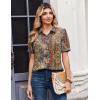 Zeagoo Women Button Down Shirts Puff Short Sleeve Blouses Chiffon Tops Business Casual Outfits Summer Clothes(Boho-mz721)