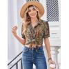 Zeagoo Women Button Down Shirts Puff Short Sleeve Blouses Chiffon Tops Business Casual Outfits Summer Clothes(Boho-mz721)
