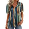 Zeagoo Women Button Down Shirts Puff Short Sleeve Blouses Chiffon Tops Business Casual Outfits Summer Clothes(Multicolor-cx289)