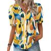 Zeagoo Women Button Down Shirts Puff Short Sleeve Blouses Chiffon Tops Business Casual Outfits Summer Clothes(Multicolor-jh579)