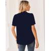 Zeagoo Women Button Down Shirts Puff Short Sleeve Blouses Chiffon Tops Business Casual Outfits Summer Clothes(Navy Blue-nb)