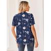 Zeagoo Women Button Down Shirts Puff Short Sleeve Blouses Chiffon Tops Business Casual Outfits Summer Clothes(Navy Flowers-bf318)