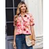 Zeagoo Women Button Down Shirts Puff Short Sleeve Blouses Chiffon Tops Business Casual Outfits Summer Clothes(Pink Flowers-wf97)