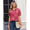 Zeagoo Women Button Down Shirts Puff Short Sleeve Blouses Chiffon Tops Business Casual Outfits Summer Clothes(Pink-cx320)