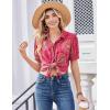 Zeagoo Women Button Down Shirts Puff Short Sleeve Blouses Chiffon Tops Business Casual Outfits Summer Clothes(Pink-cx320)