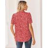 Zeagoo Women Button Down Shirts Puff Short Sleeve Blouses Chiffon Tops Business Casual Outfits Summer Clothes(Red Dot-jh590)