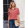 Zeagoo Women Button Down Shirts Puff Short Sleeve Blouses Chiffon Tops Business Casual Outfits Summer Clothes(Red Dot-jh590)