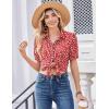 Zeagoo Women Button Down Shirts Puff Short Sleeve Blouses Chiffon Tops Business Casual Outfits Summer Clothes(Red Dot-jh590)